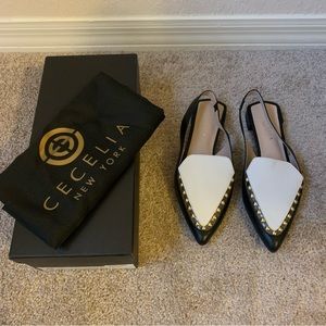 Cleo Studded Slingback Black-White Flat